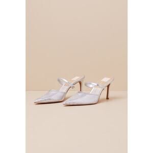 Dolce Vita Kanika Silver Metallic Mesh Pointed-Toe Mule Pumps